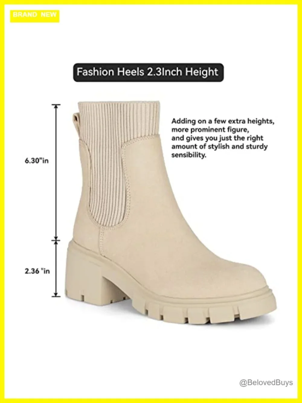 Women's Chelsea Boots Slip on Platform Ankle Boots Lug Sole